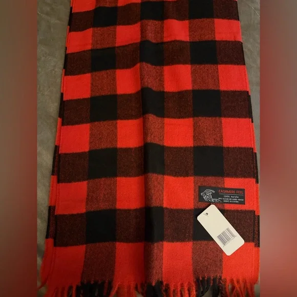 🆕 ❤️🖤Black and Red Cashmere feel scarf Christmas UNISEX - Picture 4 of 4